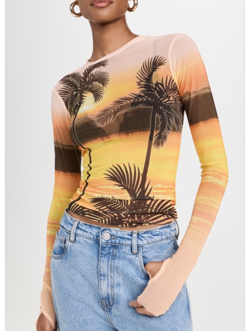 AFRM Kaylee Crewneck Mesh Sheer Top